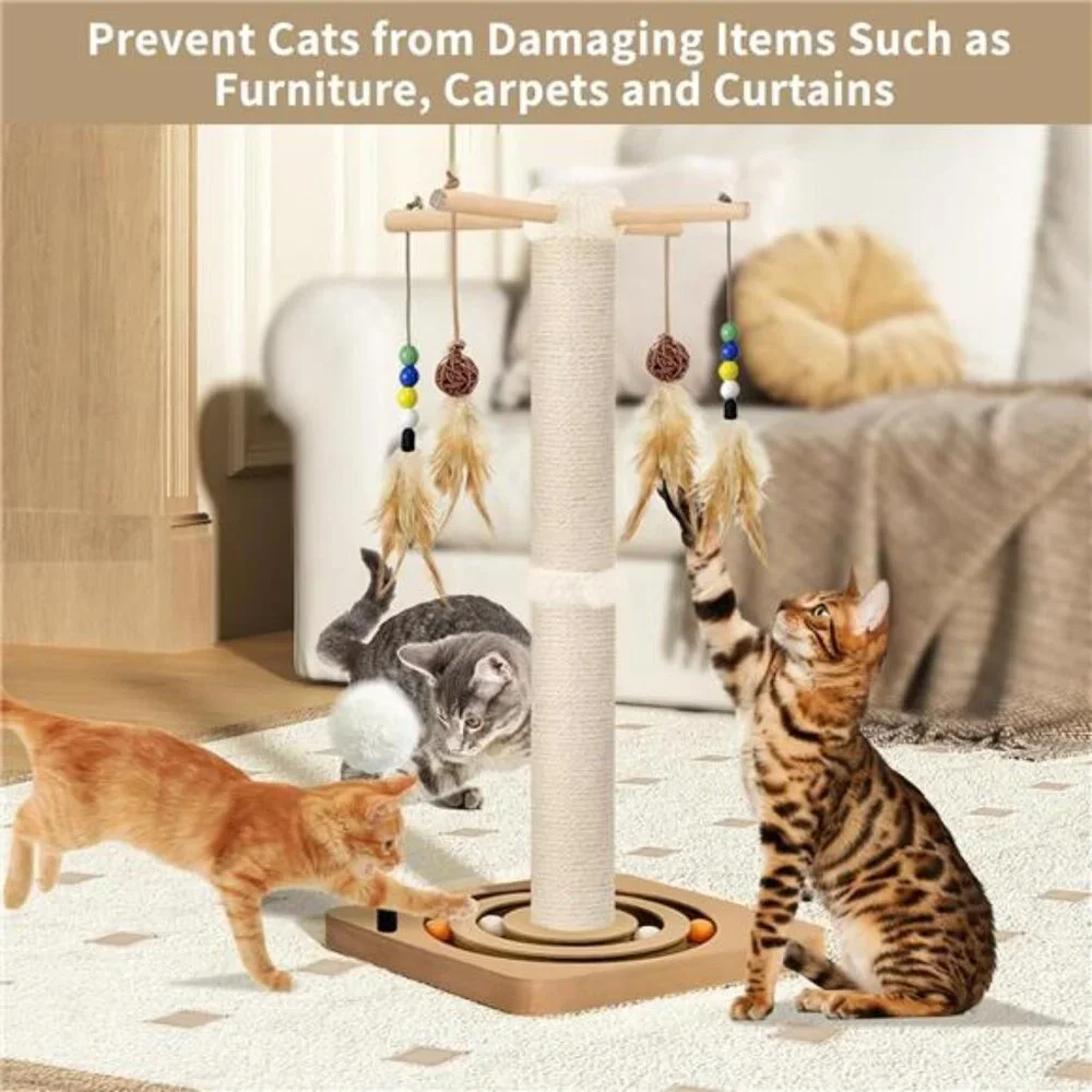 Cat Scratching Post, Sisal, Interactive Furniture Toys Cats, 25 inches